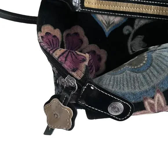 Longchamp Vintage Floral Velvet Canvas Hobo Bag Purse RARE - Picture 5 of 10